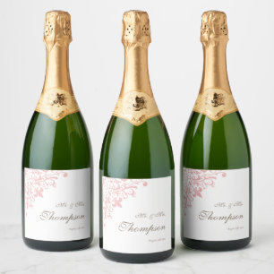 Étiquettes Pour Bouteilles De Vin Mousseux Réception de mariage Regency rose Fleur de Lis