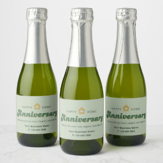 Étiquettes Pour Bouteilles De Vin Mousseux Remerciement d'anniversaire de maison de biens imm