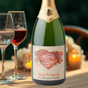 Étiquettes Pour Bouteilles De Vin Mousseux Remerciez Gratusement Thanksgiving Brown