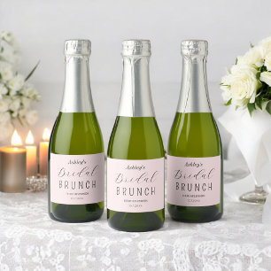 Étiquettes Pour Bouteilles De Vin Mousseux Repas de midi pour la Baby Shower Rose Pâle  
