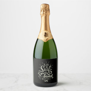 Étiquettes Pour Bouteilles De Vin Mousseux Répétition du sable Surf Sun