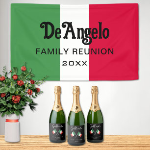 Étiquettes Pour Bouteilles De Vin Mousseux Réunion de famille au drapeau italien