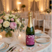 Étiquettes Pour Bouteilles De Vin Mousseux Romantic Pink Petals Custom Champagne Label