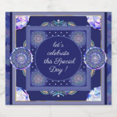 Étiquettes Pour Bouteilles De Vin Mousseux Rosace bleue (Étiquettes simples)