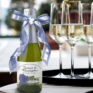 Étiquettes Pour Bouteilles De Vin Mousseux Rose bleu marine Classy Mariage Merci Mini
