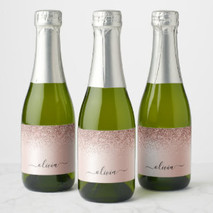 Étiquettes Pour Bouteilles De Vin Mousseux Rose Gold - Parties scintillant rose pâle Nom du m
