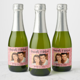 Étiquettes Pour Bouteilles De Vin Mousseux Rose Gold Photo Mariage Mini Sparkling Wine Favori