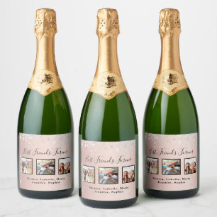 Étiquettes Pour Bouteilles De Vin Mousseux Rose or parties scintillant argent meilleurs amis