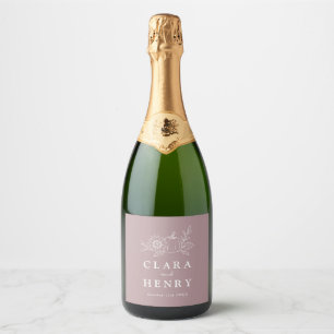 Étiquettes Pour Bouteilles De Vin Mousseux Rose Poussiéreuse Citrouille Tournesol Mariage Cha