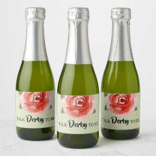 Étiquettes Pour Bouteilles De Vin Mousseux Rose rouge sur Lime Derby Mini Étiquettes de vin m