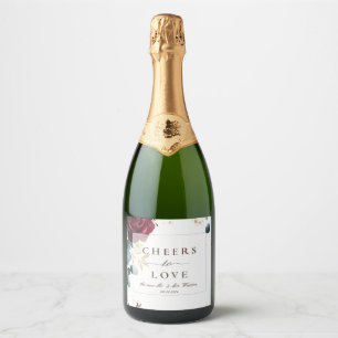 Étiquettes Pour Bouteilles De Vin Mousseux Roses rouges modernes Mariage d'été du printemps