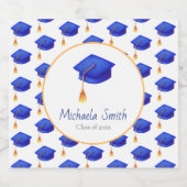 Étiquettes Pour Bouteilles De Vin Mousseux Royal Blue Casquette Graduation personnalisée (Étiquettes simples)