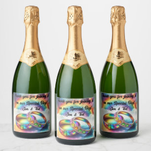 Étiquettes Pour Bouteilles De Vin Mousseux RSVP Gay lesbienne Arc-en-ciel anneaux