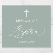 Étiquettes Pour Bouteilles De Vin Mousseux Sage Green Cross Baptême Sparkling Wine Bottle Lab (Étiquettes simples)