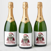 Étiquettes Pour Bouteilles De Vin Mousseux Santa Claus Skeleton Outfit Skull Funny Christmas  (Bouteilles)