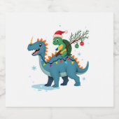 Étiquettes Pour Bouteilles De Vin Mousseux Santa Turtle Riding T-Rex Reindeer Christmas Light (Étiquettes simples)
