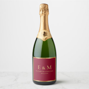 Étiquettes Pour Bouteilles De Vin Mousseux Sauvegarder la date Texte Or Monogramme Élégant Bo