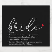 Étiquettes Pour Bouteilles De Vin Mousseux Script Bride définition Fête des mariées rouge noi (Étiquettes simples)