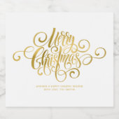 Étiquettes Pour Bouteilles De Vin Mousseux Script fantaisie "Joyeux Noël" Personnalisé (Étiquettes simples)