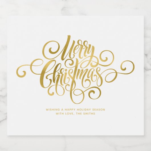 Étiquettes Pour Bouteilles De Vin Mousseux Script fantaisie "Joyeux Noël" Personnalisé (Étiquettes simples)