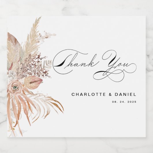 Étiquettes Pour Bouteilles De Vin Mousseux Script moderne de calligraphie Whimsical Boho (Étiquettes simples)