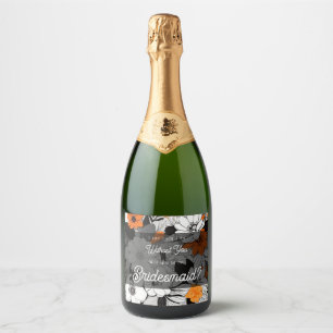 Étiquettes Pour Bouteilles De Vin Mousseux serez-vous ma servante d'accueil moderne fleurie