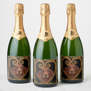 ÉTIQUETTES POUR BOUTEILLES DE VIN MOUSSEUX SETTER IRLANDAIS