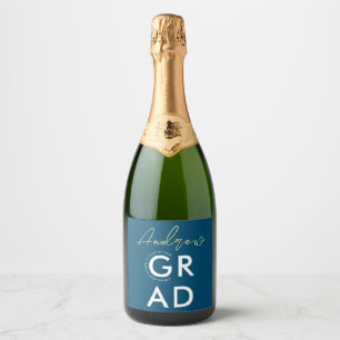 Étiquettes Pour Bouteilles De Vin Mousseux Simple Style Marine Bleu Grad Moderne Gras Typo