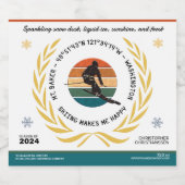 Étiquettes Pour Bouteilles De Vin Mousseux Ski Mt. Baker, Washington - Man Skier, Texte noir (Étiquettes simples)