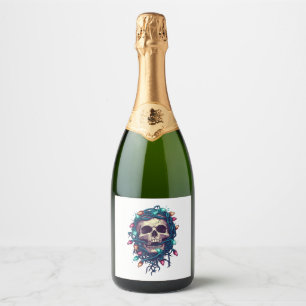 Étiquettes Pour Bouteilles De Vin Mousseux Skullmas � drôles Xmas Squelette