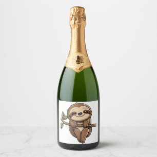 Étiquettes Pour Bouteilles De Vin Mousseux Sloth Cute Sloth Cute Cartoon