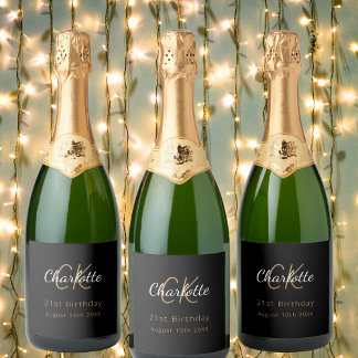 Étiquettes Pour Bouteilles De Vin Mousseux Soirée d'anniversaire en or noir