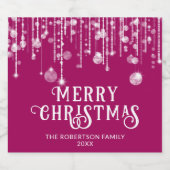 Étiquettes Pour Bouteilles De Vin Mousseux Soirée de Noël rose (Étiquettes simples)