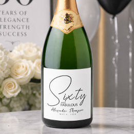 Étiquettes Pour Bouteilles De Vin Mousseux Soixante ans et Incroyable Nom Date Fête d'anniver