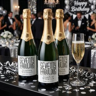 Étiquettes Pour Bouteilles De Vin Mousseux Soixante-dix ans et Fabuleux Nom Date 70e Fête d'a