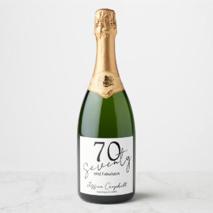 Étiquettes Pour Bouteilles De Vin Mousseux Soixante-dix ans et Fabuleux Script Noir 70e Anniv