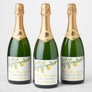 Étiquettes Pour Bouteilles De Vin Mousseux Squeeze Lemon principal Baby shower neutre pour le