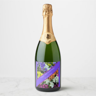Étiquettes Pour Bouteilles De Vin Mousseux Statice colorée du 16ème anniversaire