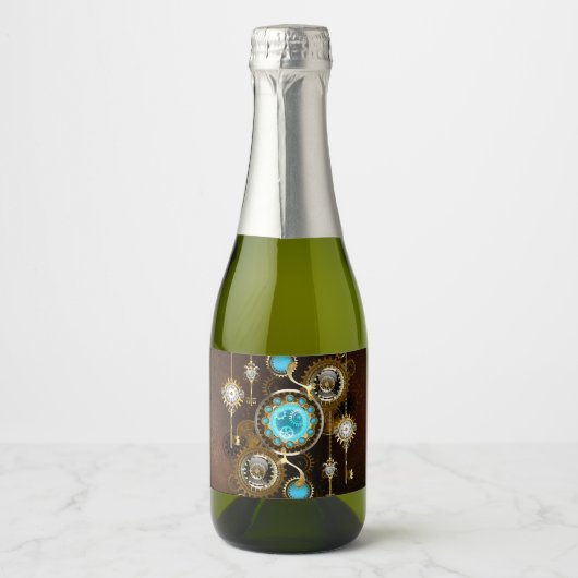 Étiquettes Pour Bouteilles De Vin Mousseux Steampunk Rusty Background (Devant)
