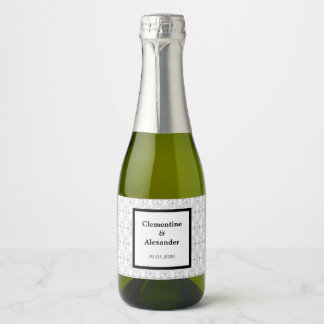 Étiquettes Pour Bouteilles De Vin Mousseux Style Art Déco élégant noir et blanc