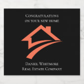 Étiquettes Pour Bouteilles De Vin Mousseux Stylish Unique Black Real Estate Agent (Étiquettes simples)