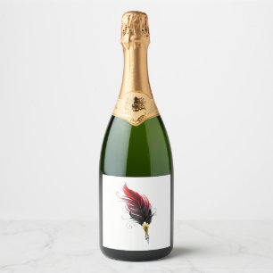 Étiquettes Pour Bouteilles De Vin Mousseux Stylo rouge en plumes avec nib or