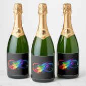 Étiquettes Pour Bouteilles De Vin Mousseux Symbole d'infini avec plume arc-en-ciel (Bouteilles)