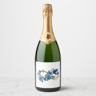 Étiquettes Pour Bouteilles De Vin Mousseux Symbole infini de papillons Morpho bleus