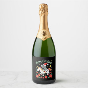 Étiquettes Pour Bouteilles De Vin Mousseux T-Shirt Noël Rhinocéros Joyeux Noël Licorne Rhinoc