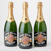 Étiquettes Pour Bouteilles De Vin Mousseux Temps To Get Basted Funny Beer Thanksgiving Turkey (Bouteilles)