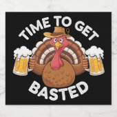 Étiquettes Pour Bouteilles De Vin Mousseux Temps To Get Basted Funny Beer Thanksgiving Turkey (Étiquettes simples)
