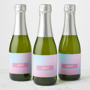 Étiquettes Pour Bouteilles De Vin Mousseux Tendance Contemporaine Turquoise Rose Bleu