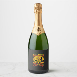 Étiquettes Pour Bouteilles De Vin Mousseux Toile d'araignée de sorcière de dame de chat effra