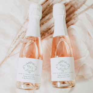 Étiquettes Pour Bouteilles De Vin Mousseux Toile de jouy Sage vert Pop it quand elle pique